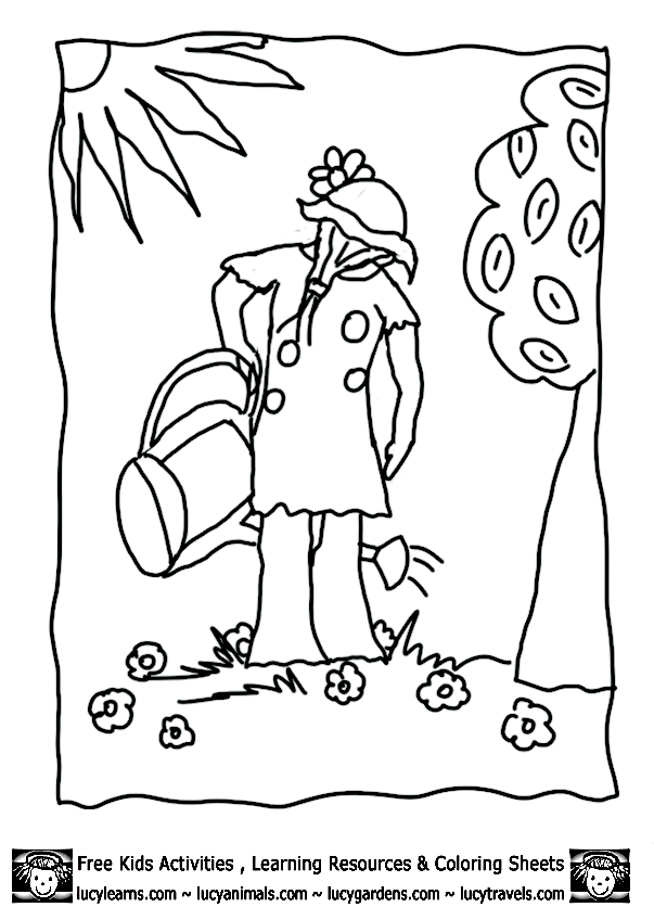 Kids Gardening Tools Coloring Pages,Lucy Garden Coloring Pages