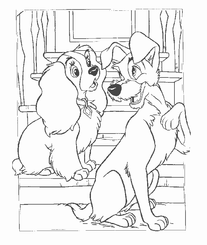Lady and the Tramp Coloring Pages 6 | Free Printable Coloring