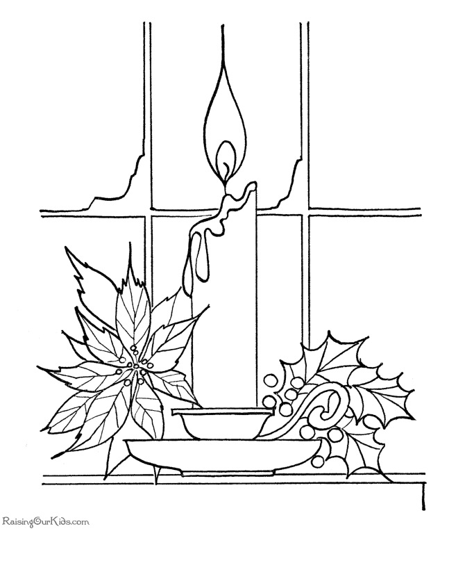 Printable Christmas coloring pages - Candles and more!