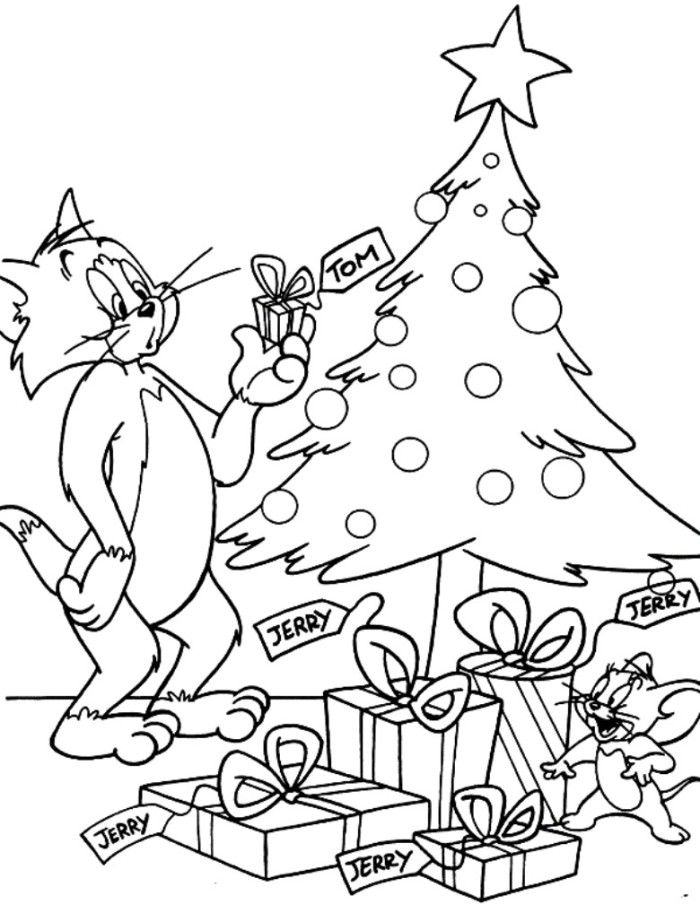 Tom And Jerry In Christmas Day Coloring Page - Christmas Coloring