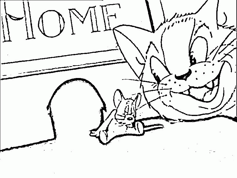 Tom On Jerry House Coloring Page For Kids: Tom On Jerry House
