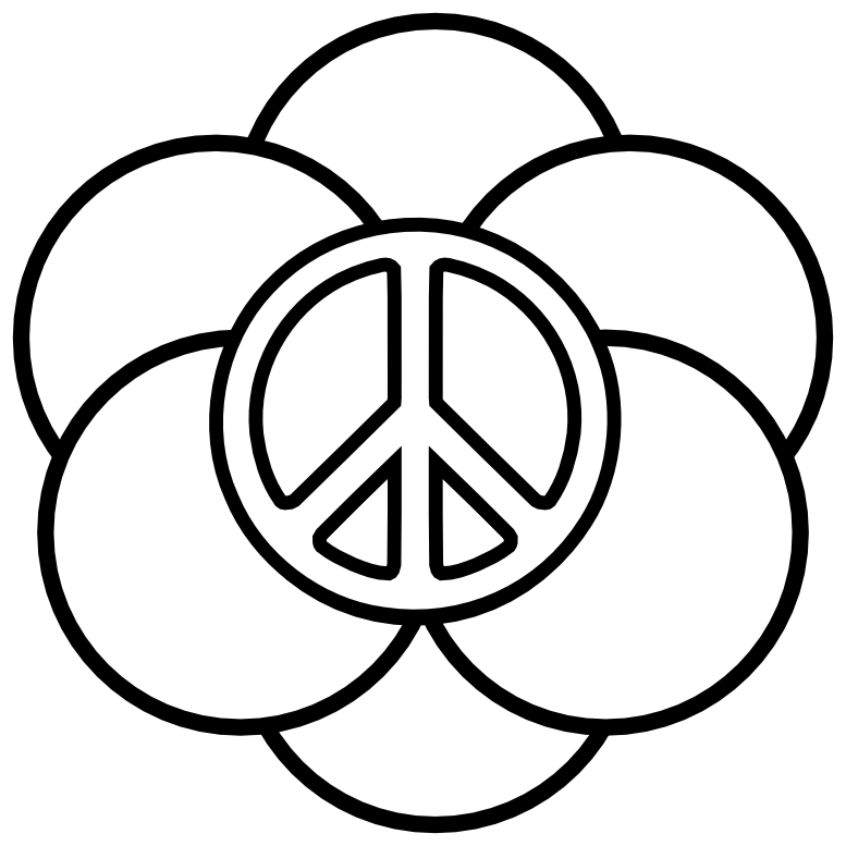 Peace Symbol Peace Sign Flower 11 a Black White Line Art Coloring