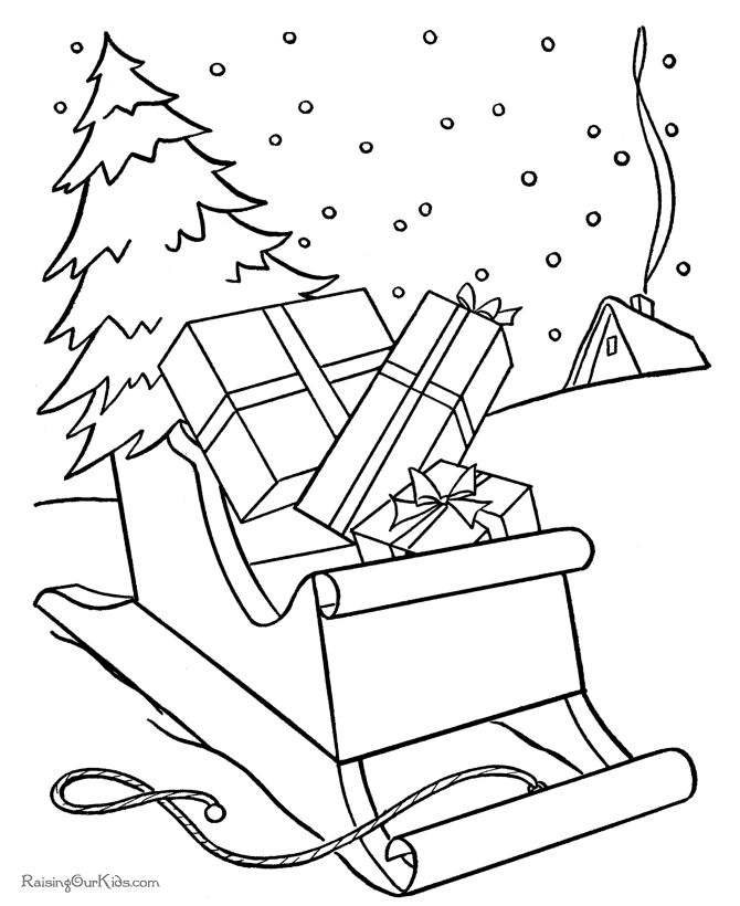 Christmas Coloring Pictures - A Sleigh full of Presents!