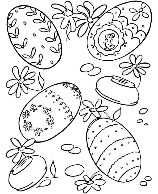 Easter Egg Coloring Pages - Lots of Easter Eggs Coloring Sheet