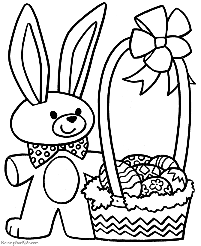 Kids With Egg Basket Easter Coloring Book Page: Easter Baskets