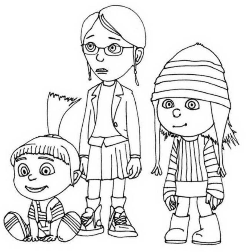 Print Despicable Me Margo Edith And Agnes Coloring Pages or