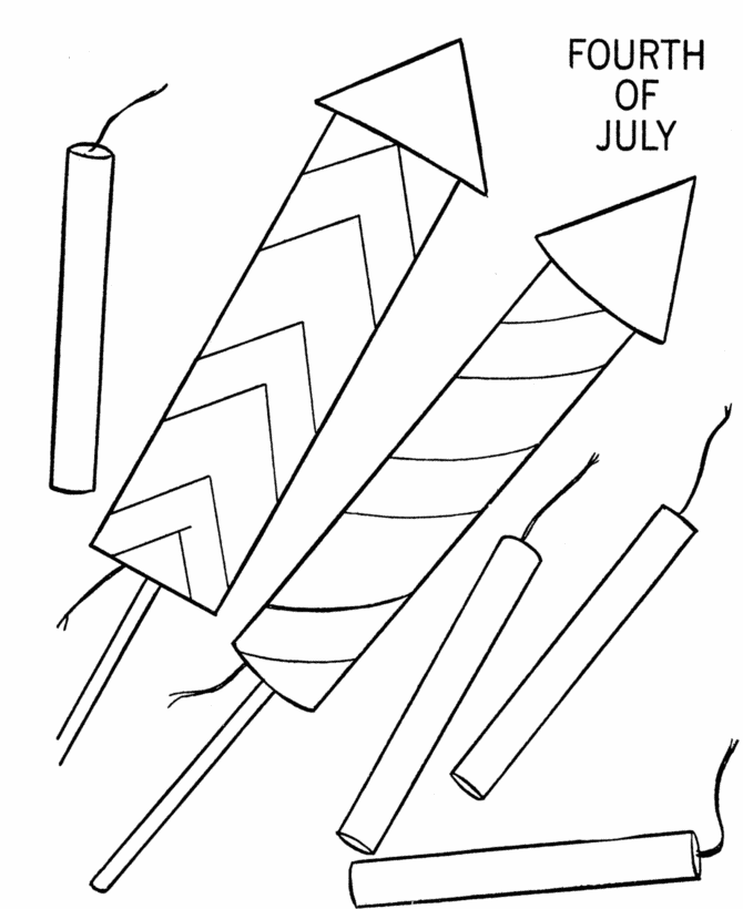 USA-Printables: July Fourth Coloring Pages - Fireworks - July 4th