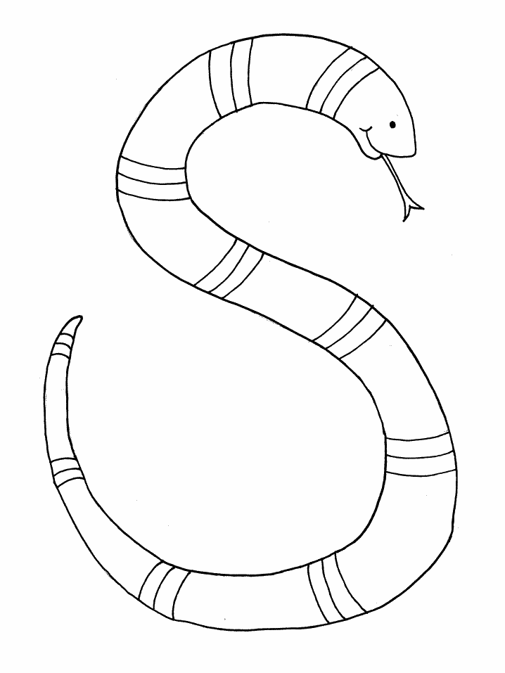 letter S for snake coloring pages for kids | Best Coloring Pages