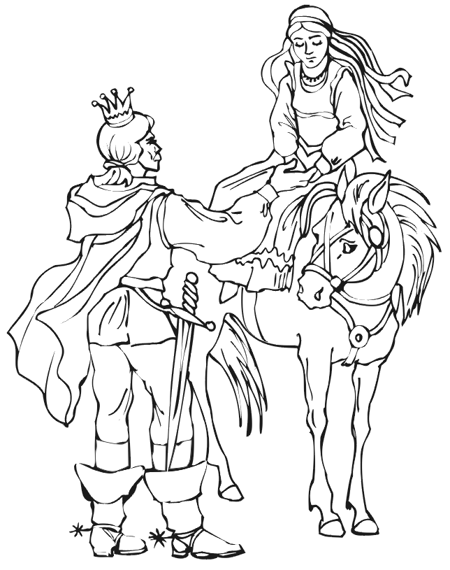 Princess Coloring Page | Prince, Princess & Horse