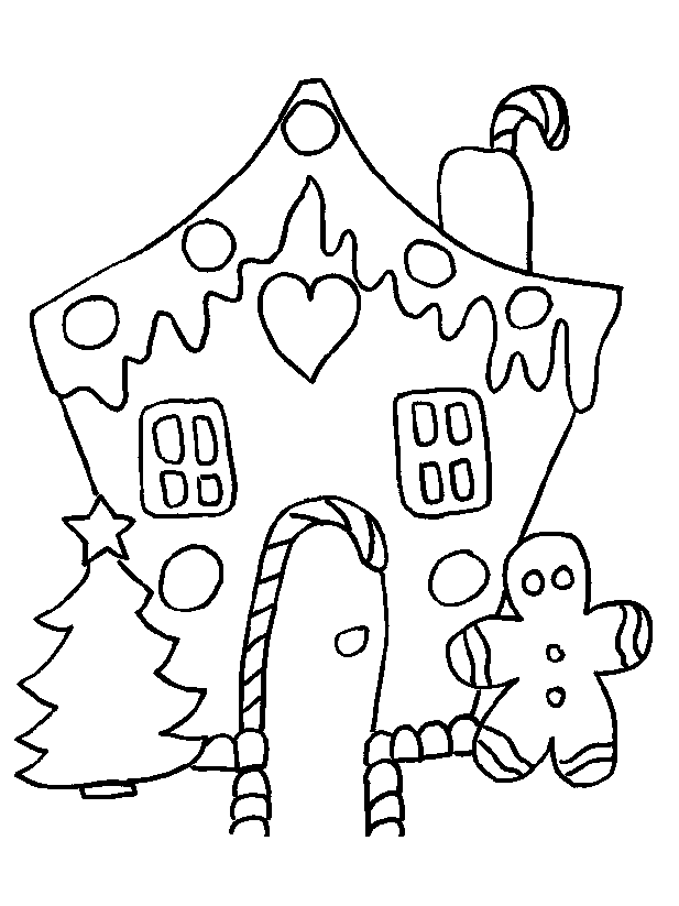 Gingerbreads and gingerbreads house coloring pages | Best Coloring