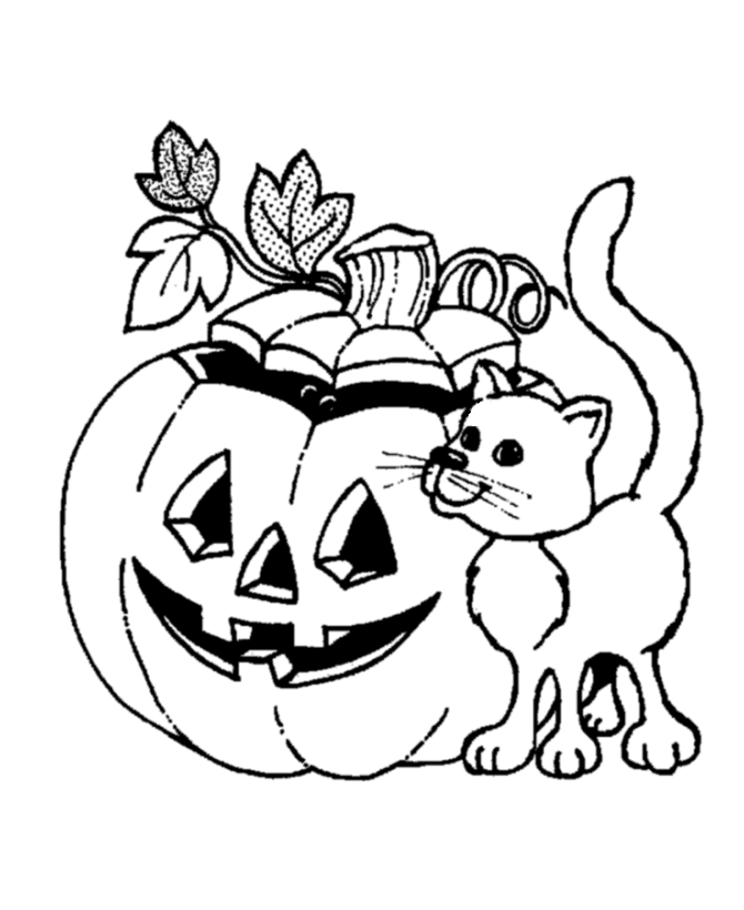 Halloween Pumpkin Coloring Pages - Halloween Pumpkin and Cat