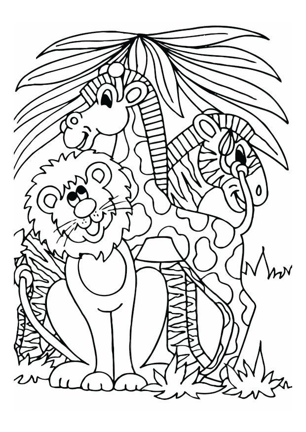 Coloring page lion, giraffe and zebra - img 12528.