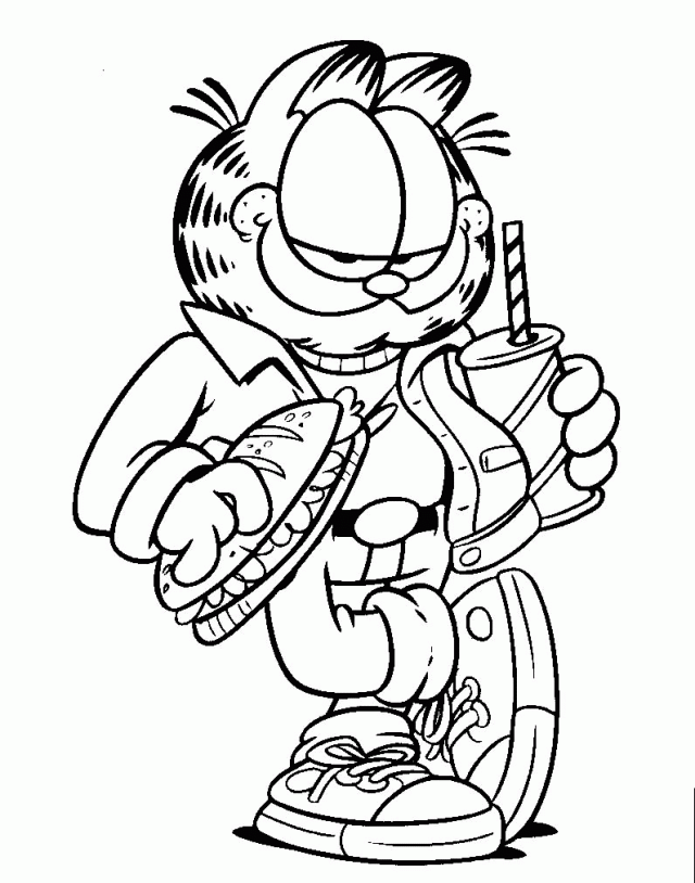 Garfield With Food Coloring Pages Free Toothbrush Coloring Pages