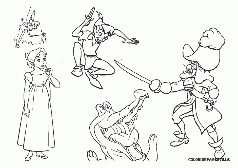 Peter Pan Pay Back For Captain Hook Coloring Page Coloringplus