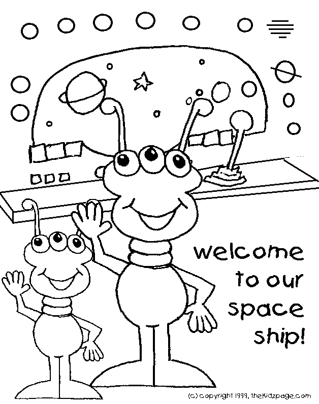 Space Aliens Free Coloring Pages for Kids - Printable Colouring Sheets