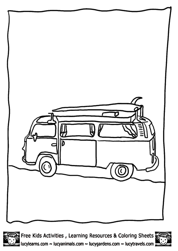 Free Car Coloring Pages VW Camper Van,Lucy
