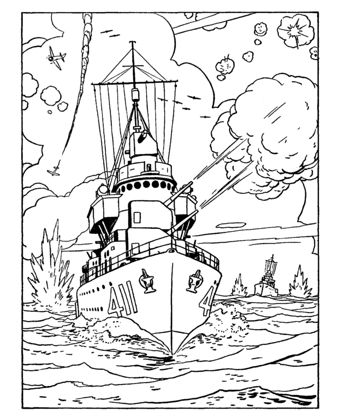 Armed Forces Day Coloring Pages | US Navy Cruiser coloring page