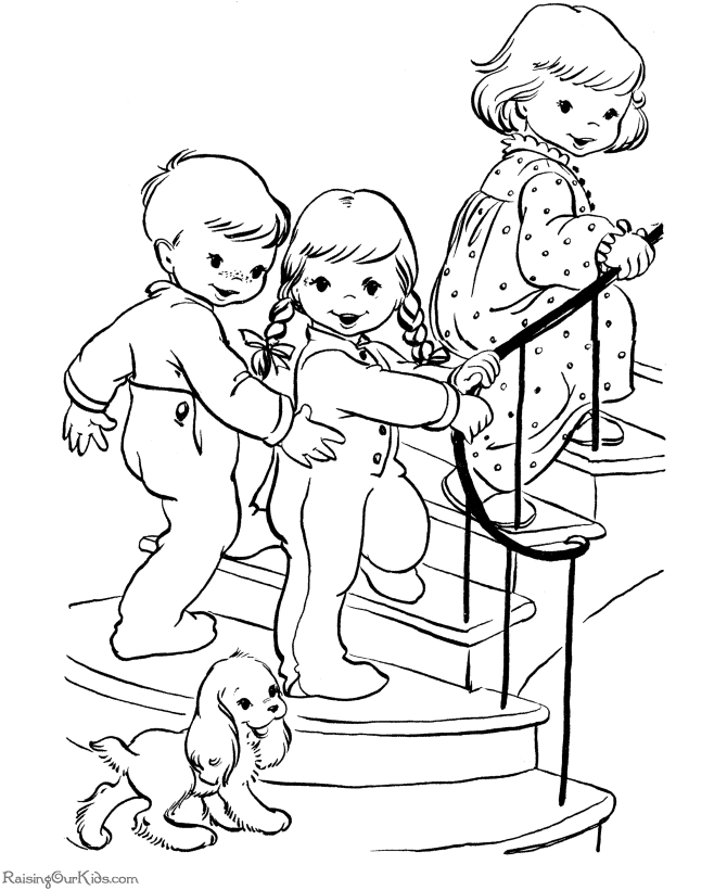 Free Printable Christmas Coloring Pages - Off to bed!