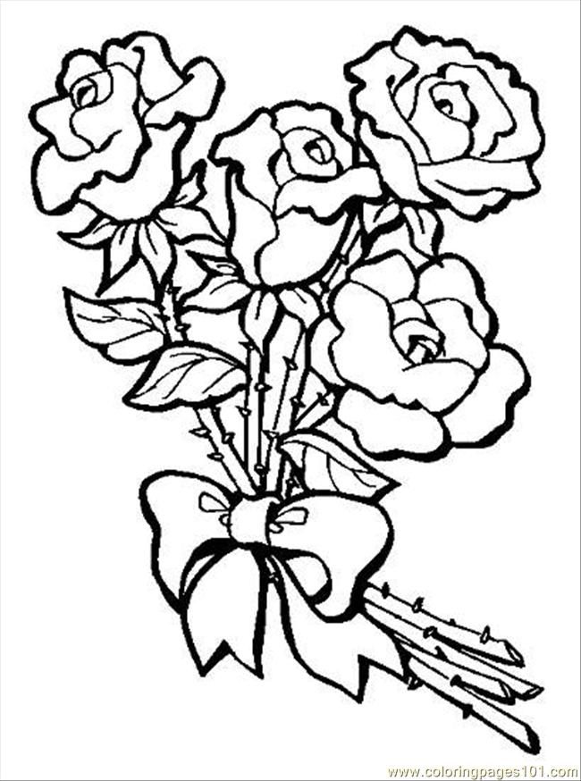 Coloring Pages S Bouquet Of Roses.preview (Natural World > Flowers