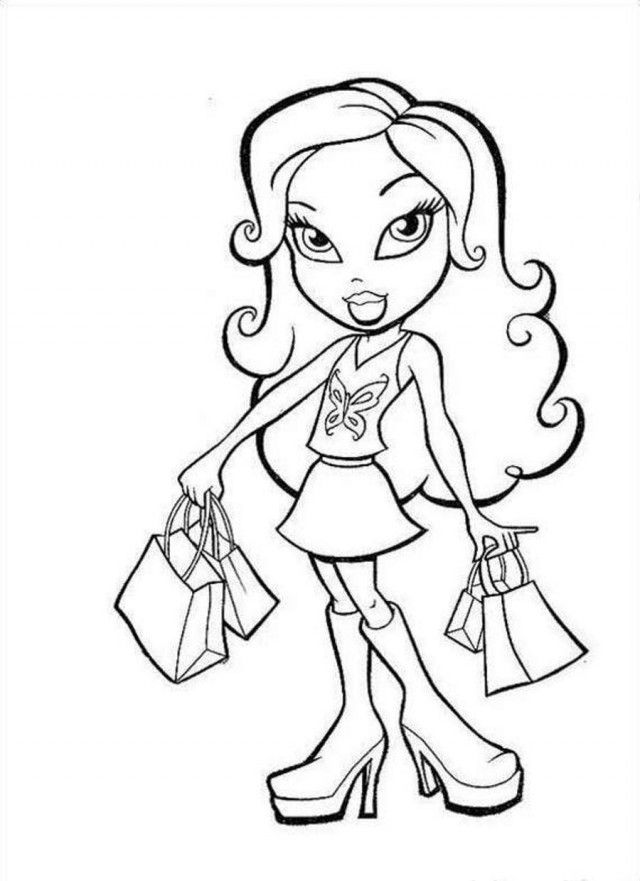 Bratz And Shopping Bags Coloring Page Coloringplus 171268 Shopping