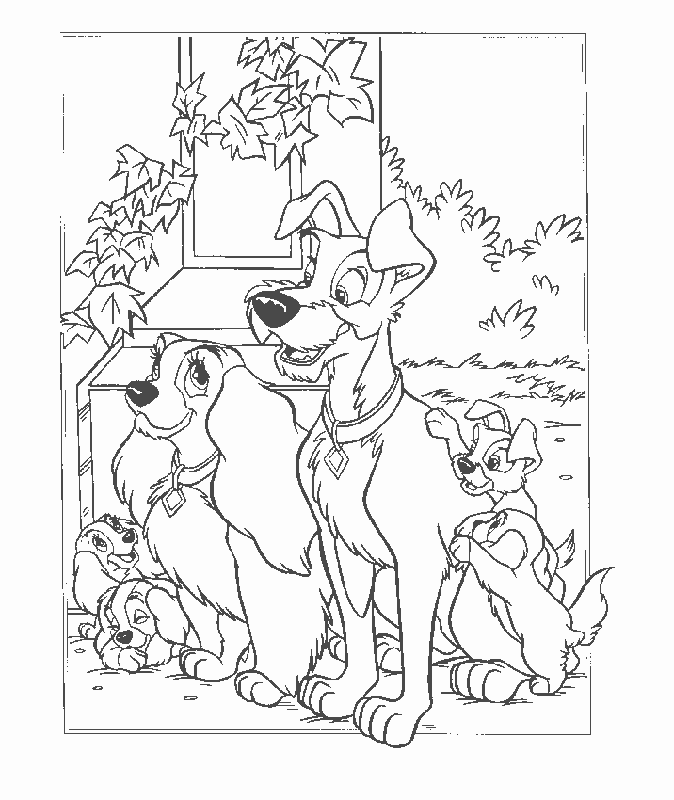 Lady and the Tramp Coloring Pages 3 | Free Printable Coloring