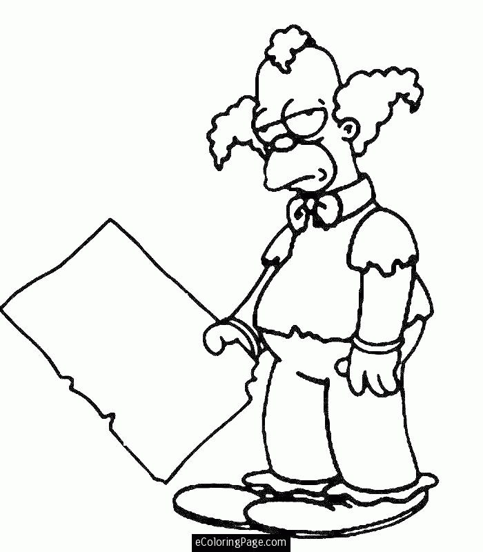 The Simpsons Krusty the Clown Coloring Page for Kids Printable