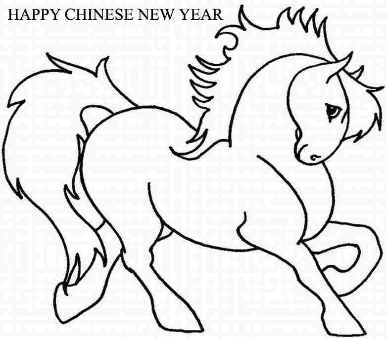 Printable Free Coloring Sheets 2014 Wooden Horse Chinese New Year