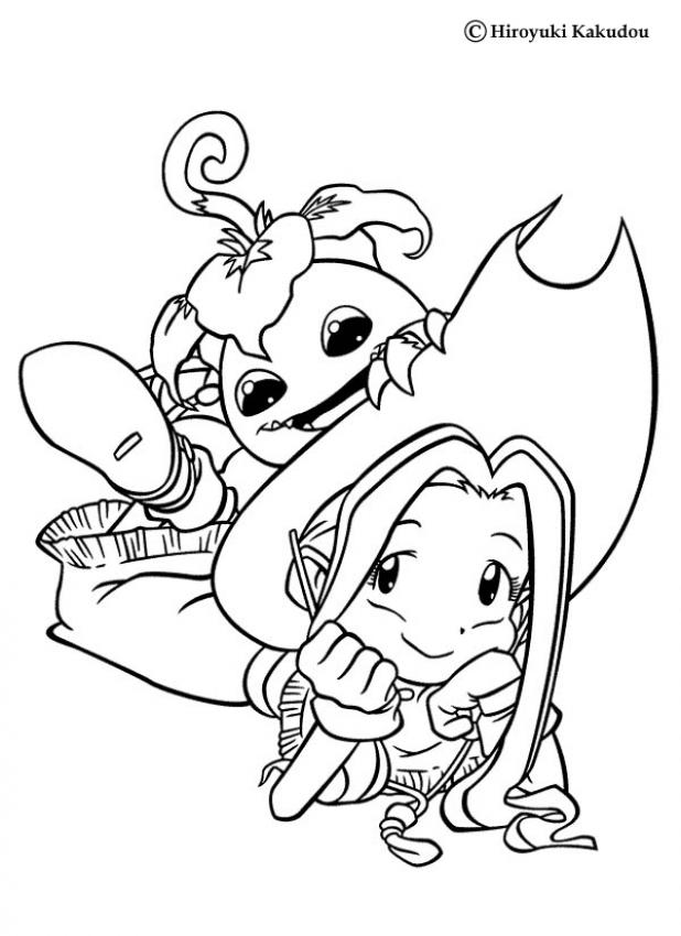 DIGIMON coloring pages - Mimi and Yokomon