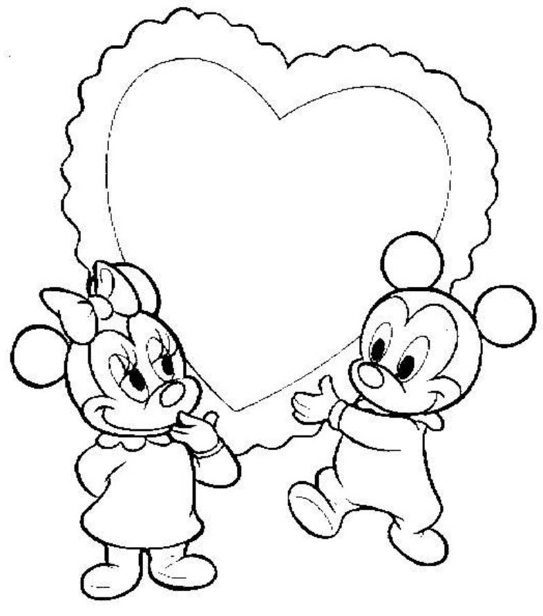 Print Baby mickey minnie heart disney coloring pages or Download