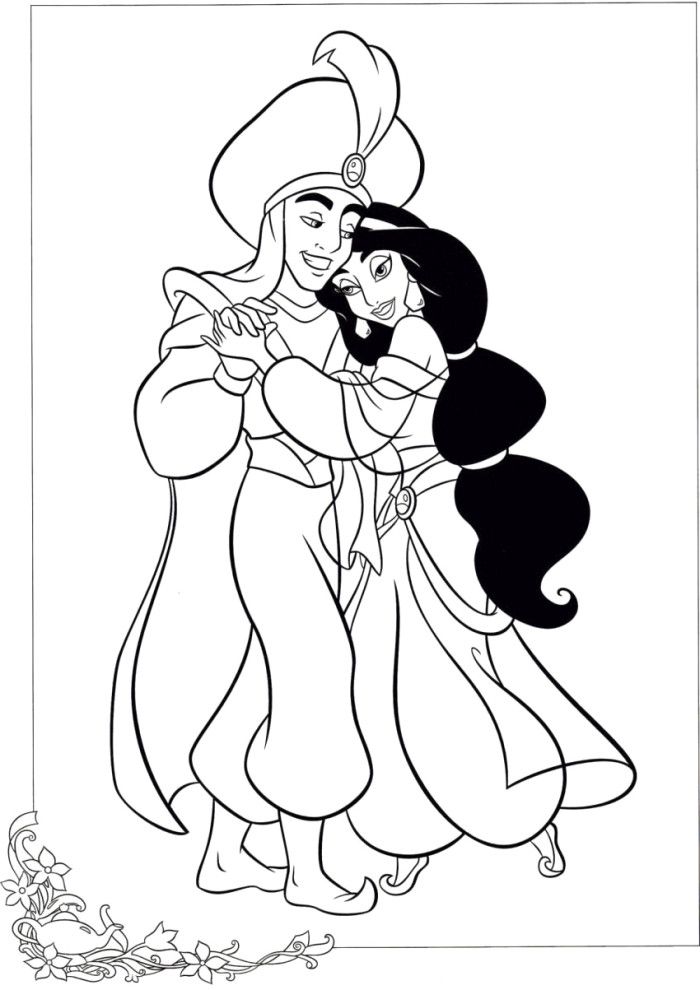 Jasmine And Aladdin Colouring Pages - Jasmine Cartoon Coloring