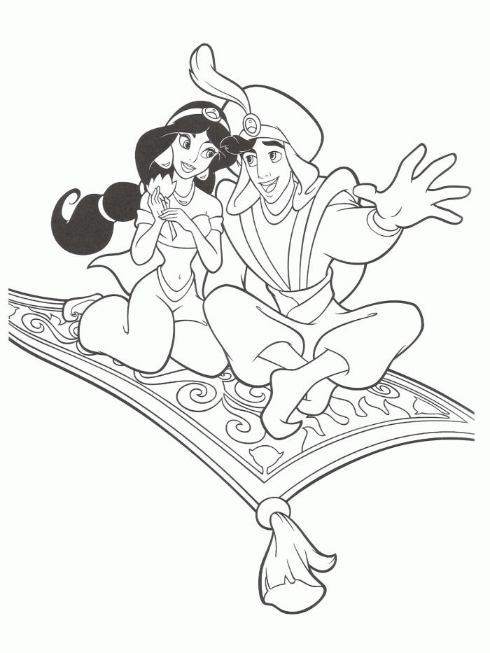 Jasmine And Aladdin Magic Carpet Ride Coloring Pages - Jasmine