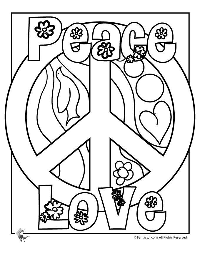 Peace Signs And Flowers Coloring Pages Images & Pictures - Becuo