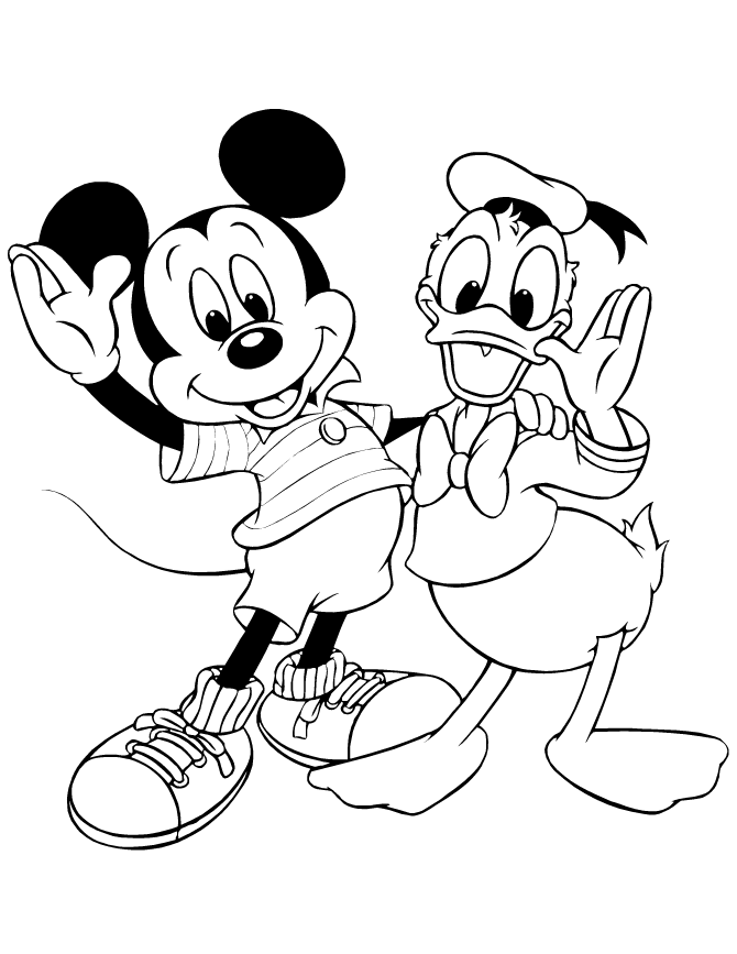Mickey Mouse And Donald Duck Coloring Page | Free Printable
