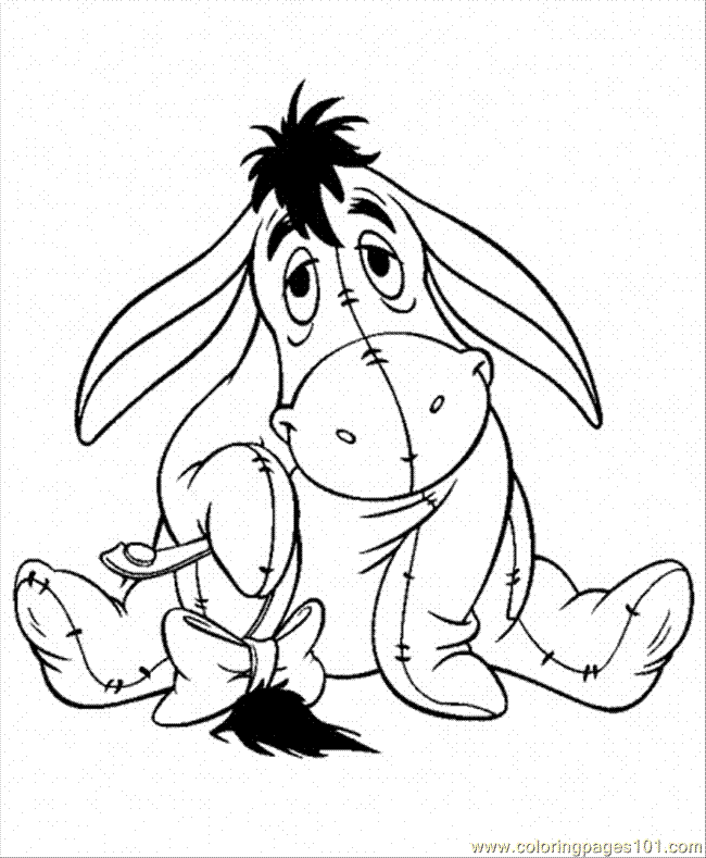 Coloring Pages Eeyore Sad Of His Tail (Cartoons > Winnie The Pooh