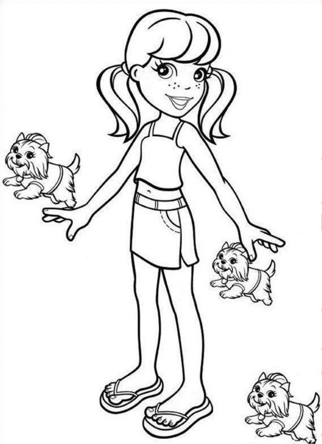 Dog Lover Polly Pocket Coloring Page Coloringplus 155654 Polly