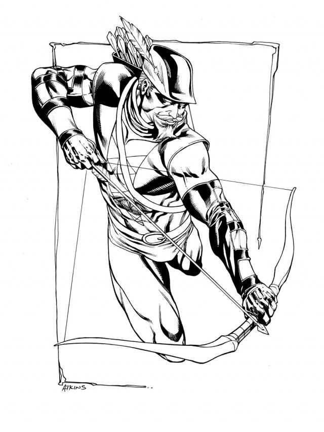 Gallery For Gt Hooded Green Arrow Coloring Pages 247367 Green