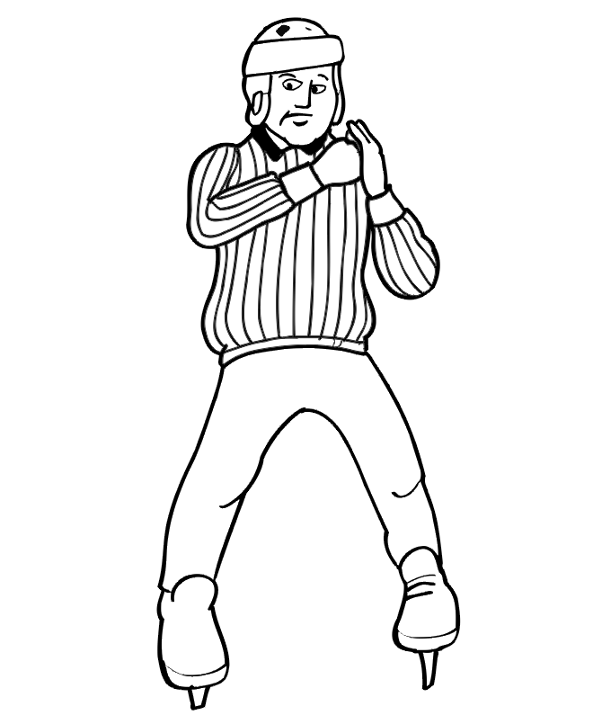 Hockey Coloring Page | Referee Calling Boarding