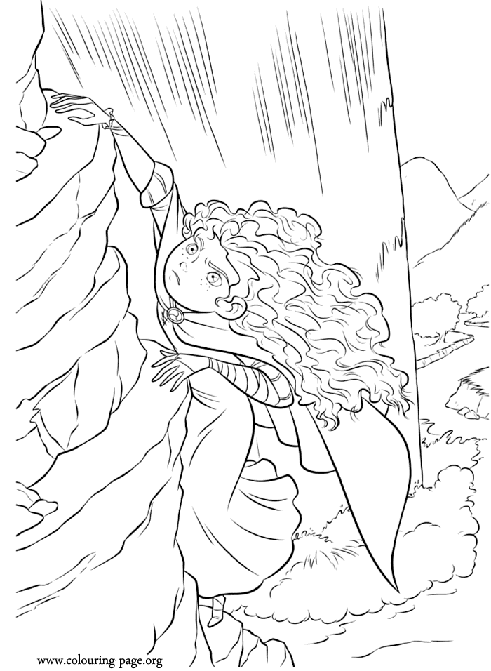 Brave - Merida climbing a cliff coloring page
