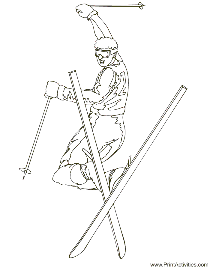 Skiing Coloring Page | Olympic Freestyle Skier