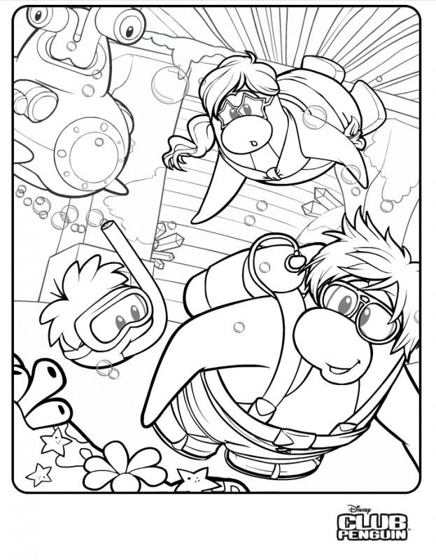 Club Penguin Underwater Expedition Colouring Page | Club Penguin