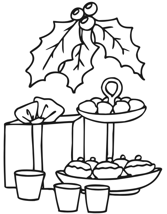 Christmas Cookies Coloring Page | Goodies, Gift, & Holly