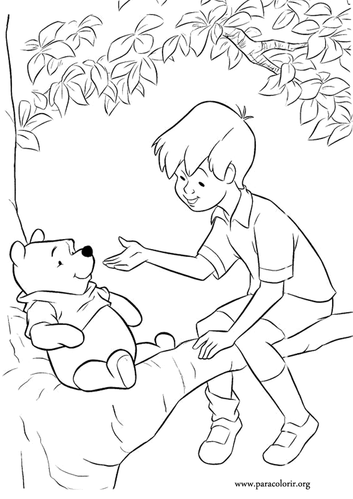 Winnie the Pooh - Winnie the Pooh and Christopher Robin coloring page
