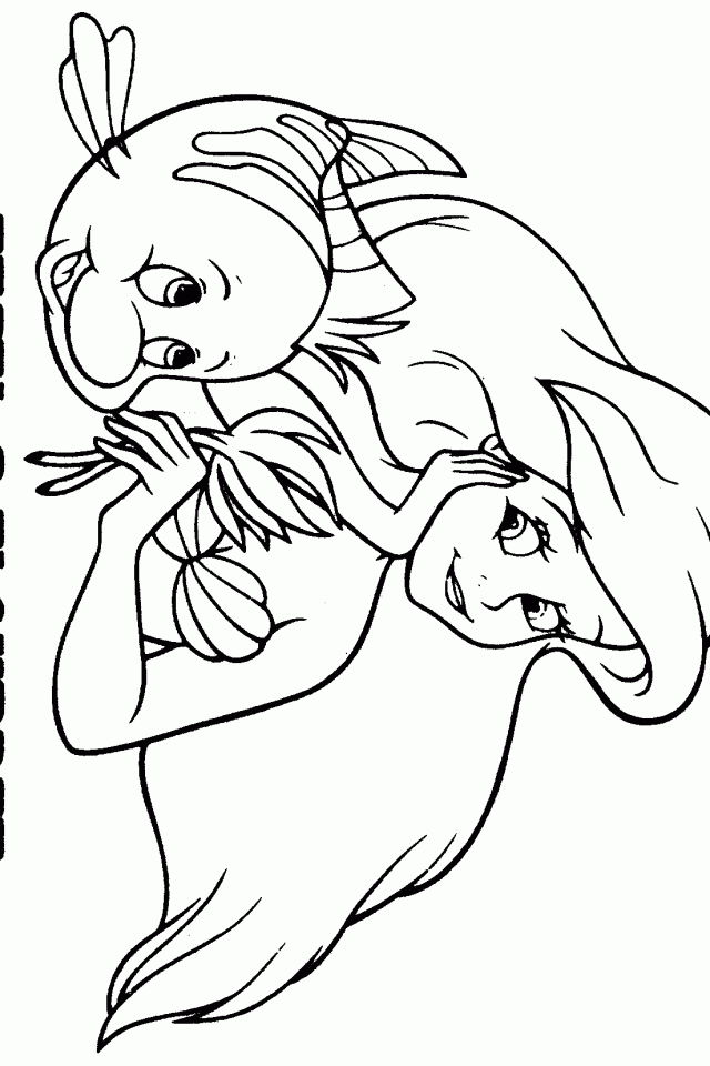 Ariel And Flounder Coloring Pages 640×960 #4504 Disney Coloring