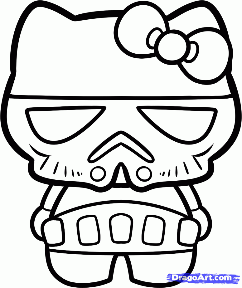How to Draw Stormtrooper Hello Kitty, Step by Step, Characters