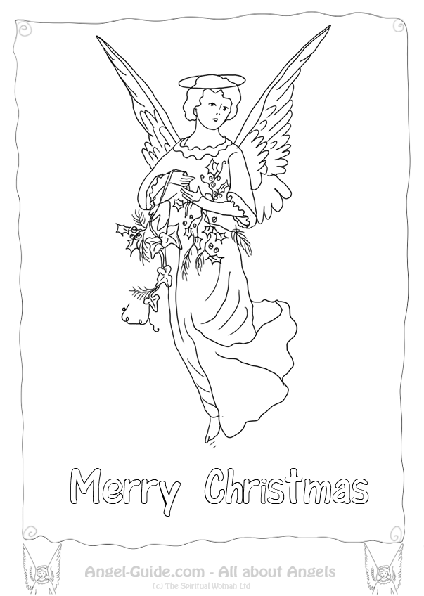 Coloring Pages Angels Winter Holly, Winter