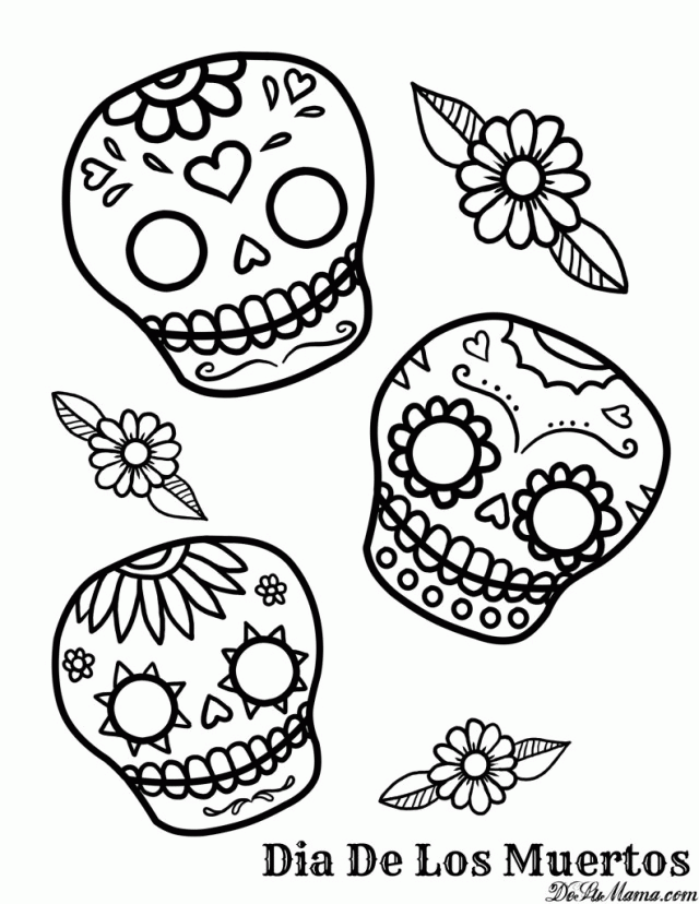 Day Of The Dead Skull Coloring Pages Coloring Book Area Best