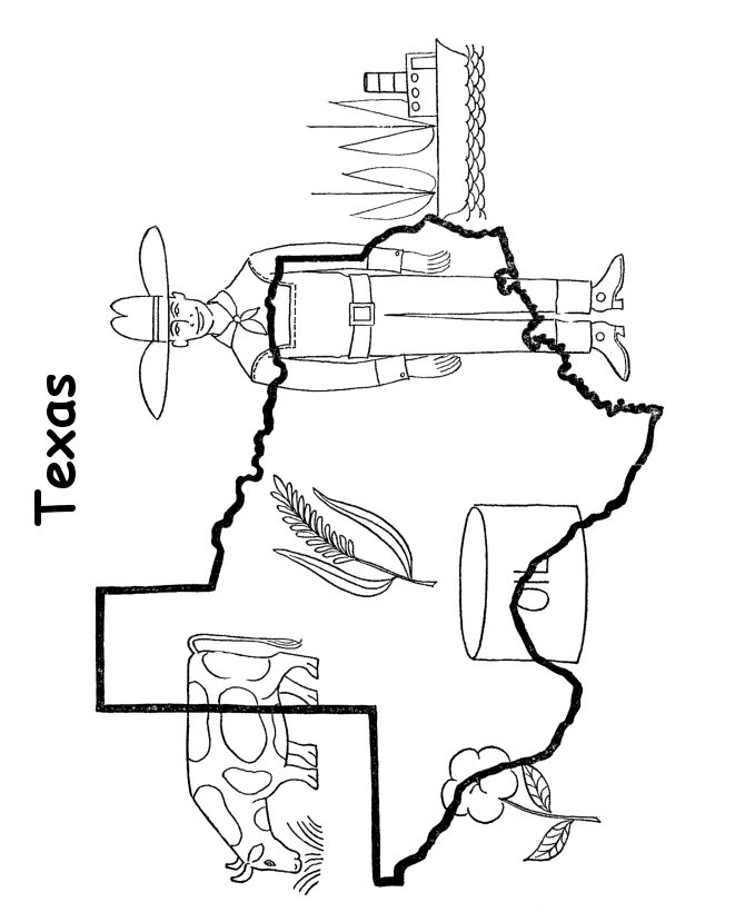 Texas State outline Coloring Page | Texas