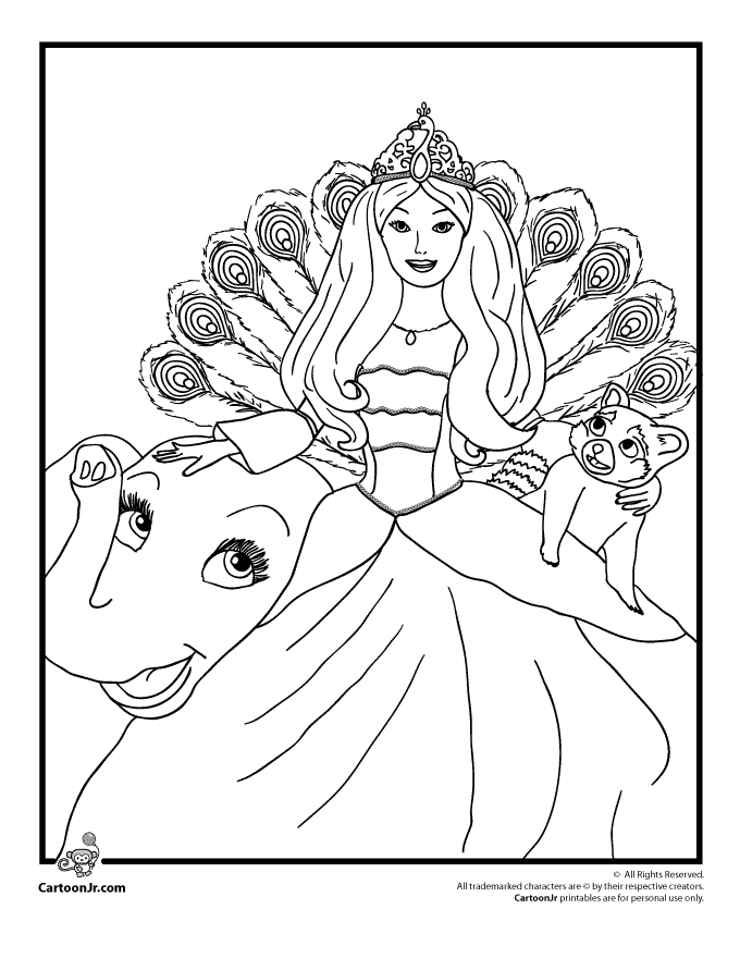 barbie on elephant coloring pages | Coloring Pages