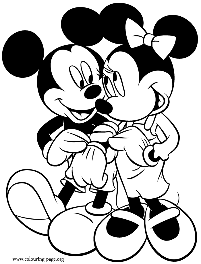 Mickey Mouse - Mickey and Minnie looking each other coloring page