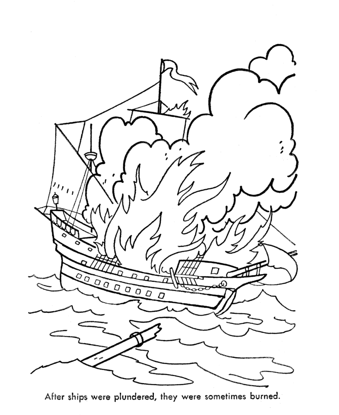 Bluebonkers: Caribbean Pirates of the Sea coloring pages - Burned